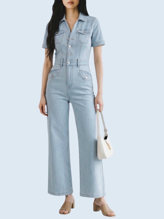 PAIGE Pants - New PAIGE Harper Denim Jumpsuit in Light Blue Wash Size 2